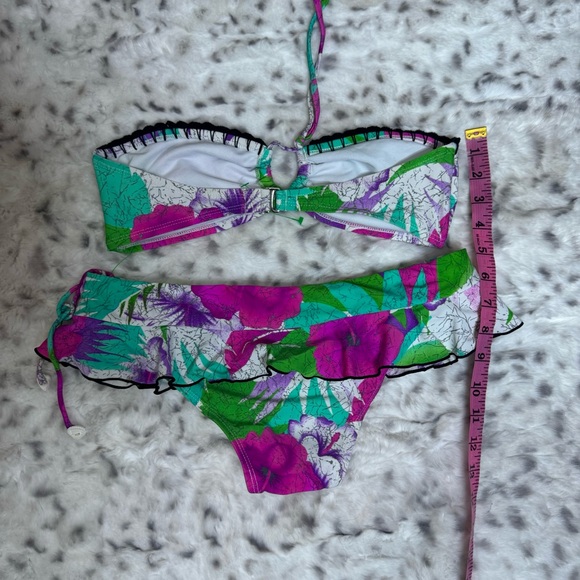 Raisins 2 piece bikini top and bottom skirt style sea shell π detail floral y2k - Picture 6 of 10